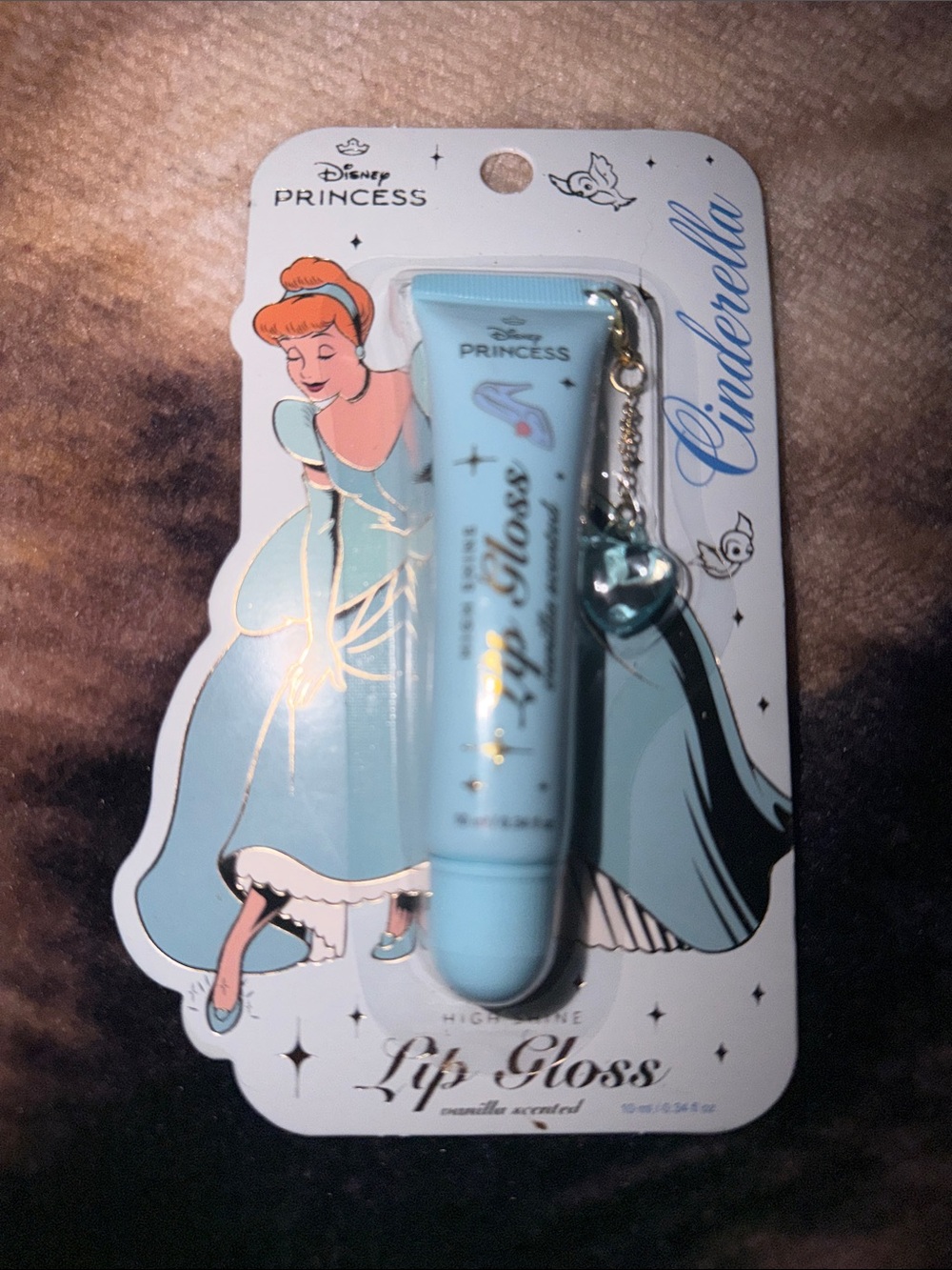 Disney Cinderella Blue Lip Gloss Tube with Heart Charm